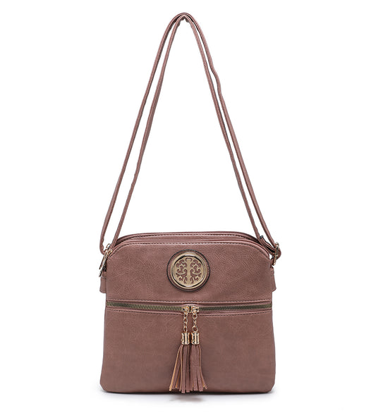 Pink Ladies Crossbody Bag With Tassel Decoration