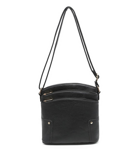 Ladies Small 3-Compartment Handbag in Black