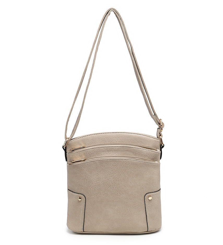 Ladies Small 3-Compartment Handbag in Apricot