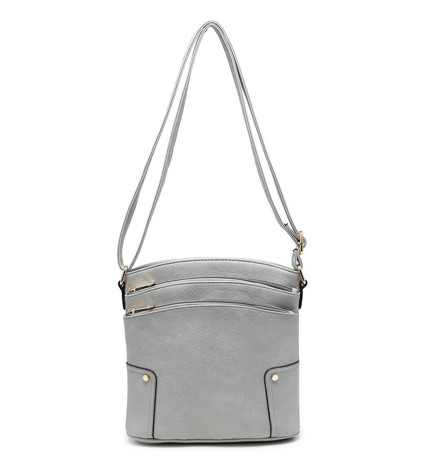 Ladies Small 3-Compartment Handbag in Grey