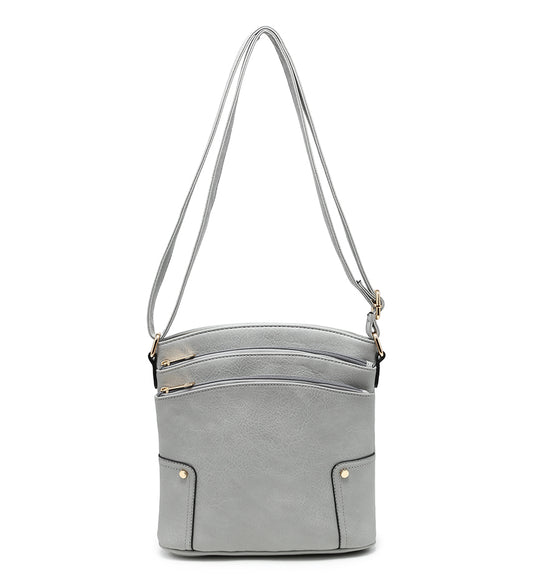 Ladies Small 3-Compartment Handbag in Grey