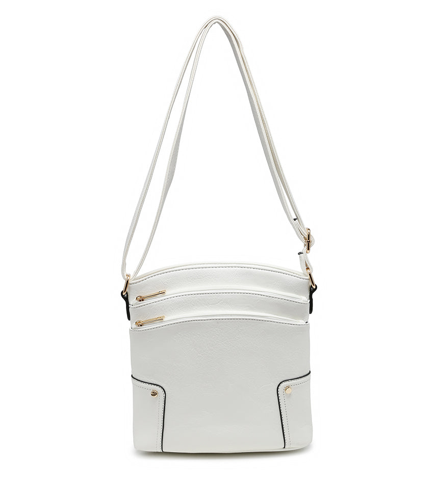Ladies Small 3-Compartment Handbag in White
