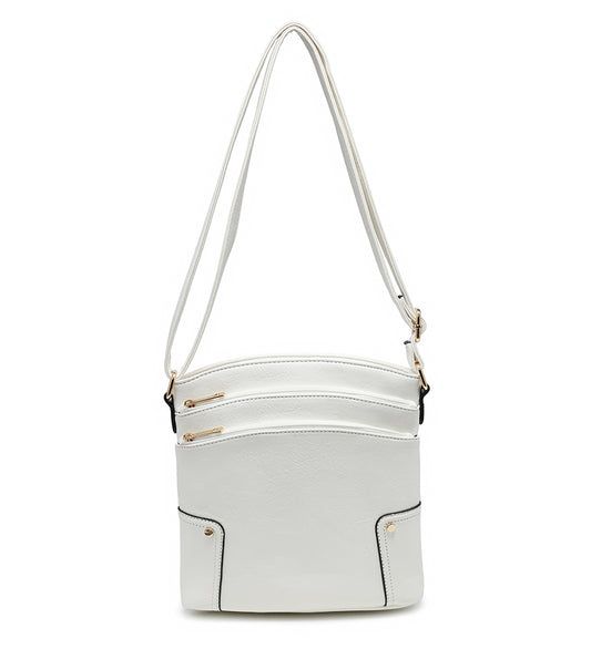 Ladies Small 3-Compartment Handbag in White