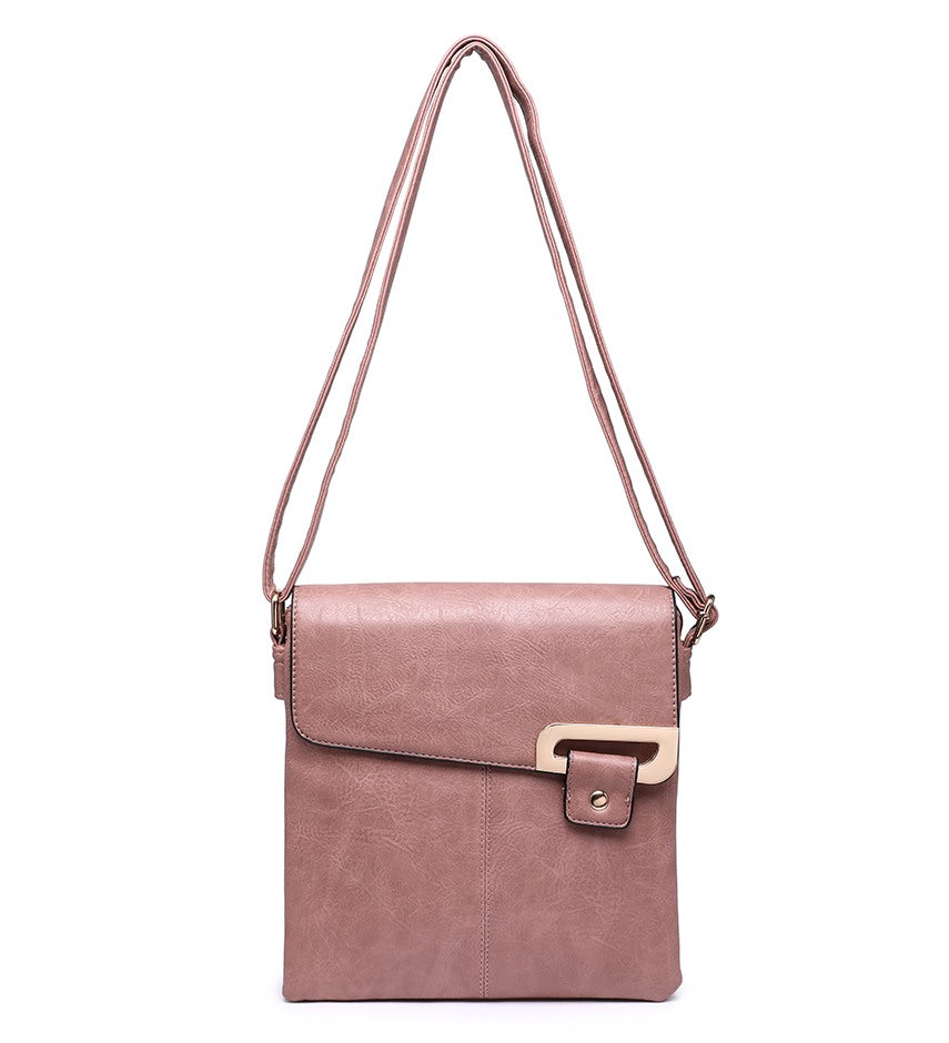Pink Ladies Crossbody Bag with Folding Flap