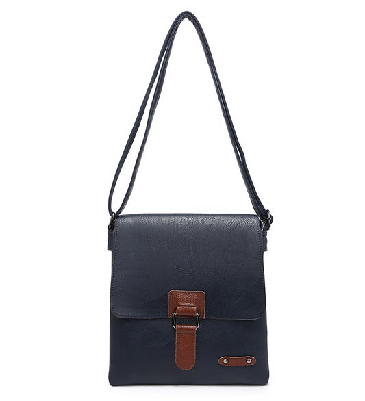 Blue Ladies Satchel Style Bag With Leather Buckle