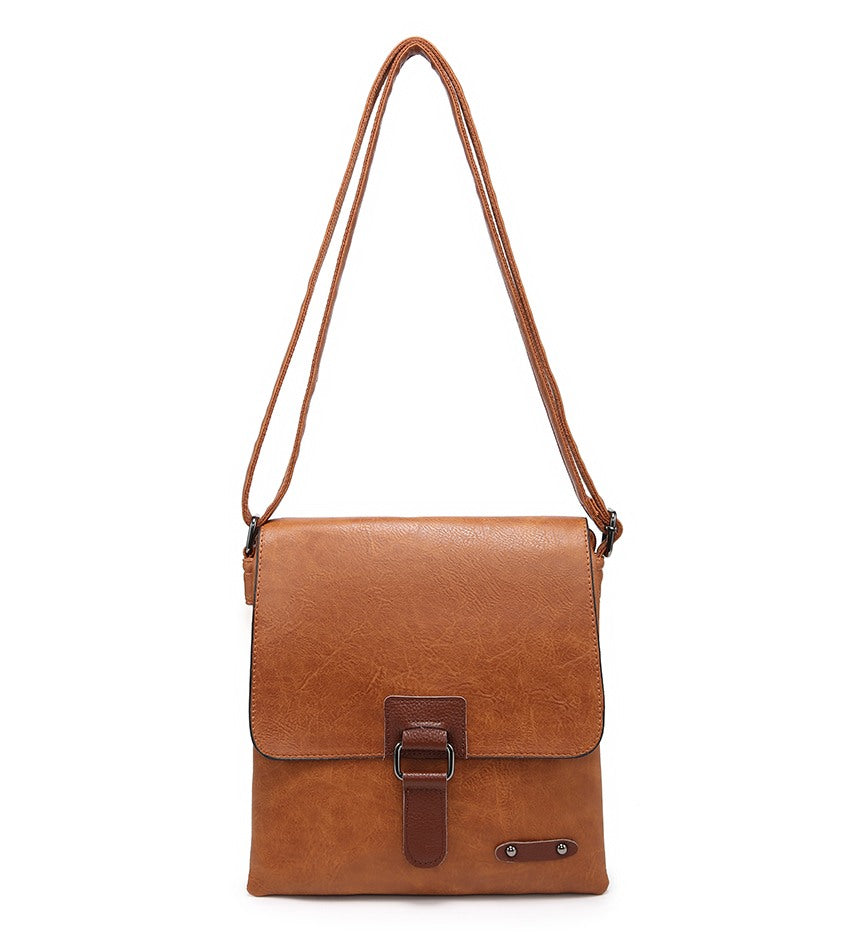 Ladies Brown Crossbody Bag with Brown Leather Detailing