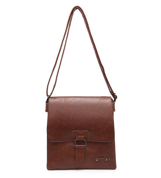 Coffee Ladies Satchel Style Bag With Leather Buckle