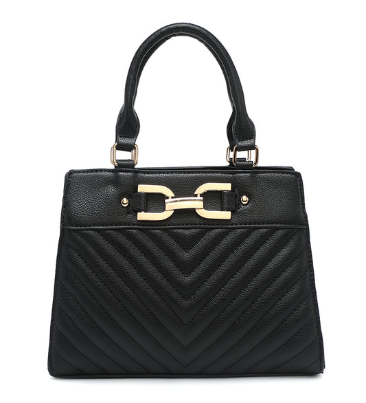 Black Handbag With Gold Buckle a38069