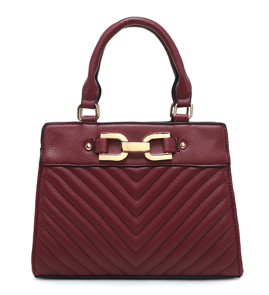 Red Handbag With Gold Buckle a38069