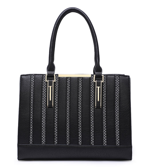 Black Handbag With Gold Detailing a38082