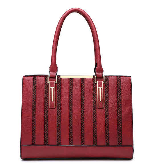 Red Handbag With Gold Detailing a38082