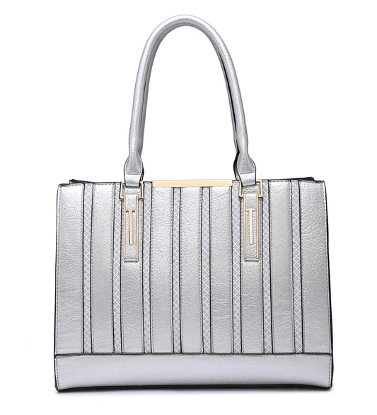 Silver Handbag With Gold Detailing a38082