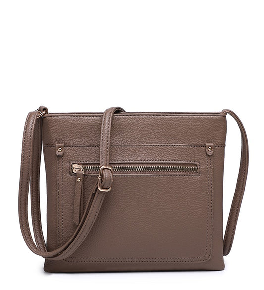 Khaki Ladies Crossbody Bag with Front Zip Pouch