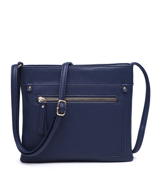 Navy Ladies Crossbody Bag with Front Zip Pouch