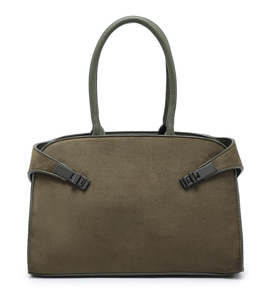 Green Suede Ladies Handbag
