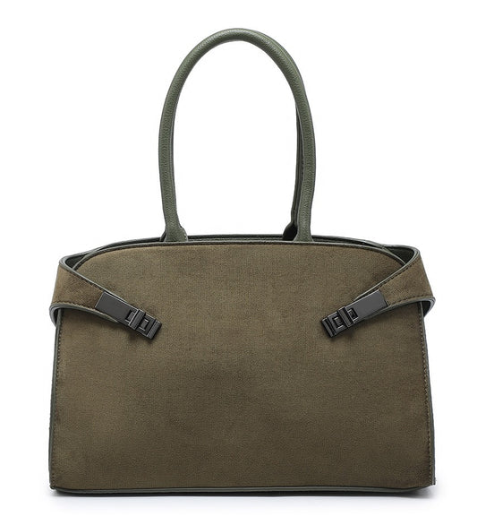 Green Suede Ladies Handbag