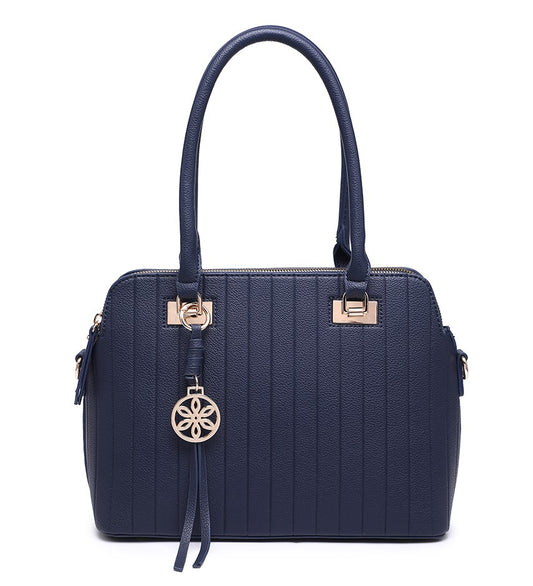 Blue Moda Handbag with Gold Detailing