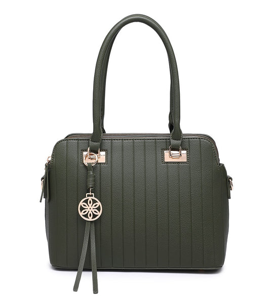 Green Moda Handbag with Gold Detailing