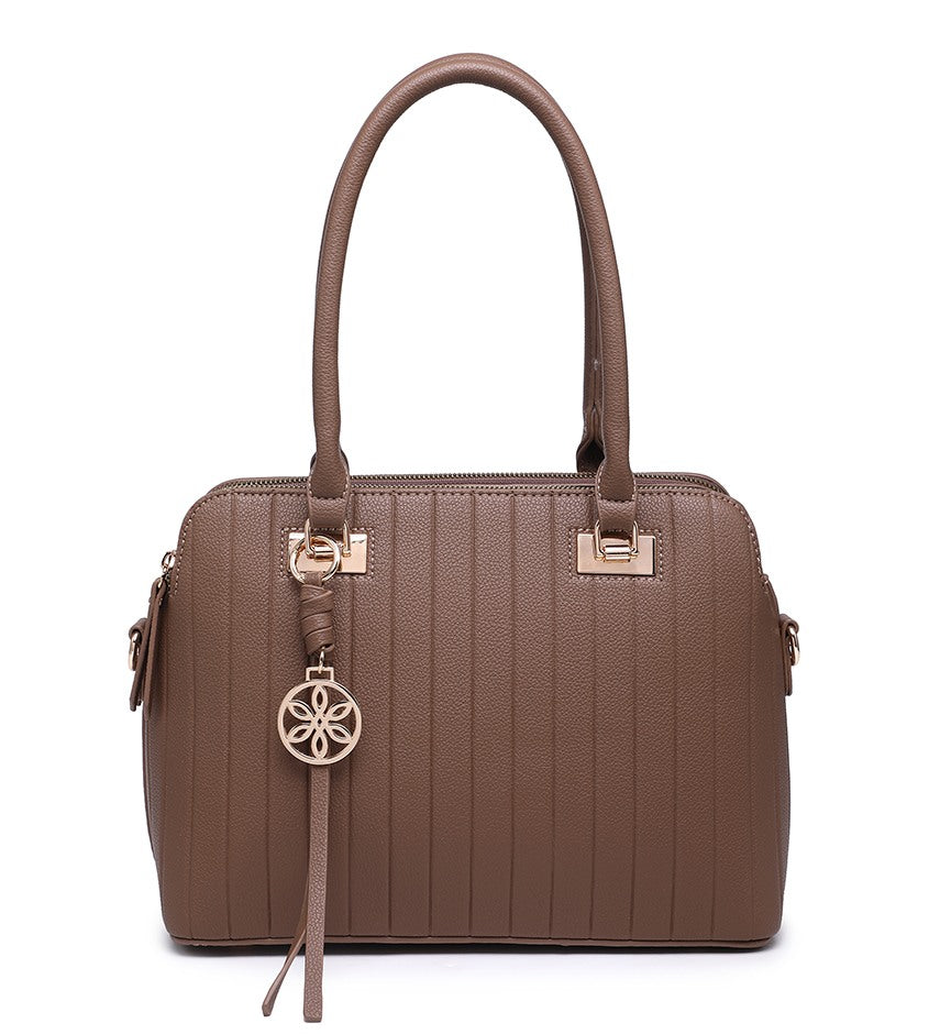 Khaki Moda Handbag with Gold Detailing