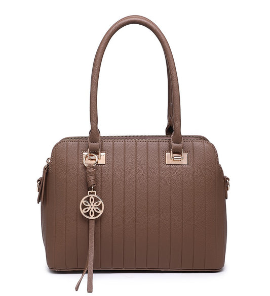 Khaki Moda Handbag with Gold Detailing