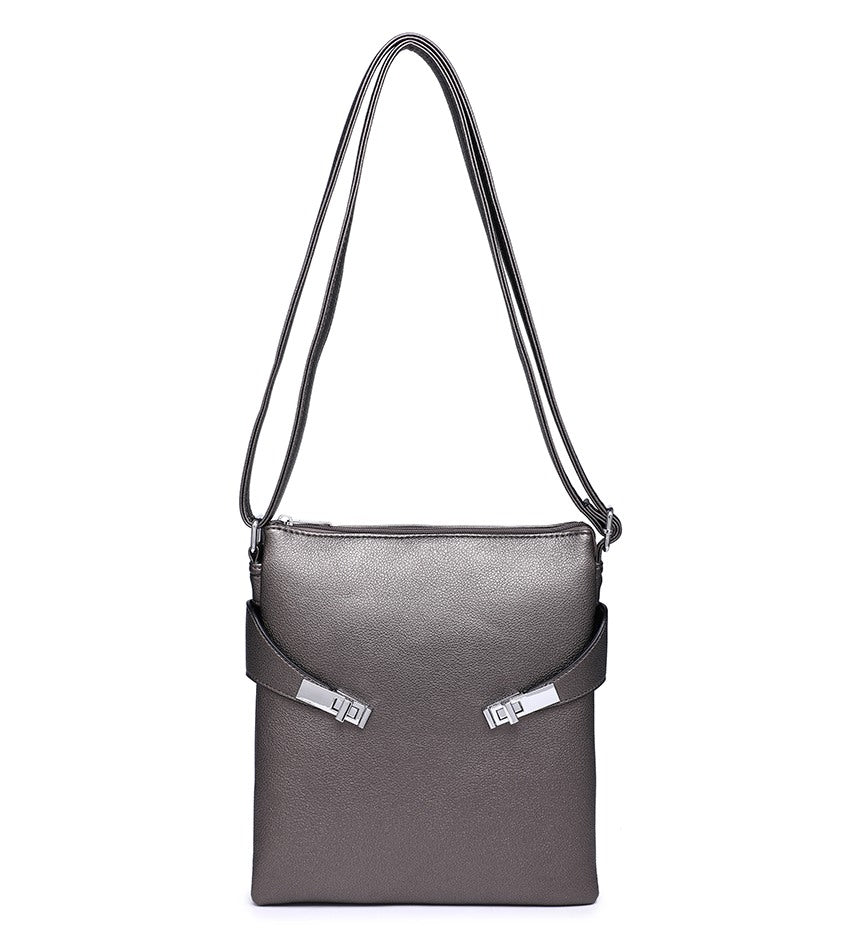 Bronze Crossbody Bag with Silver Detailing