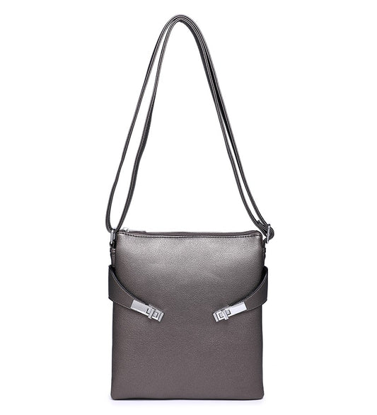Bronze Crossbody Bag with Silver Detailing