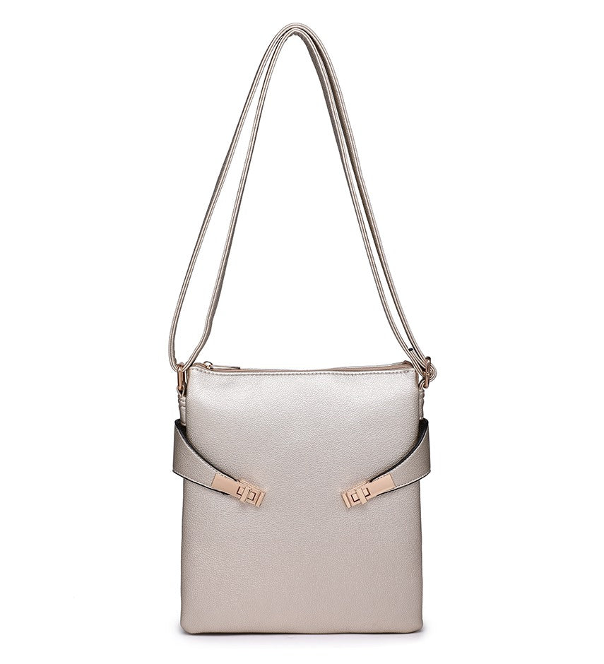Gold Crossbody Bag with Silver Detailing