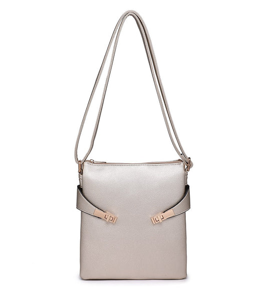 Gold Crossbody Bag with Silver Detailing