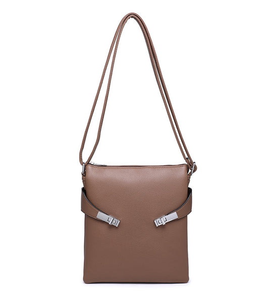 Khaki Crossbody Bag with Silver Detailing