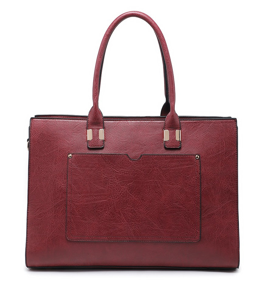Red Ladies Handbag with Suitcase Strap
