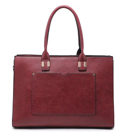 Red Ladies Handbag with Suitcase Strap