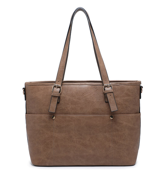 Khaki Ladies Large Laptop Suitable Tote Bag