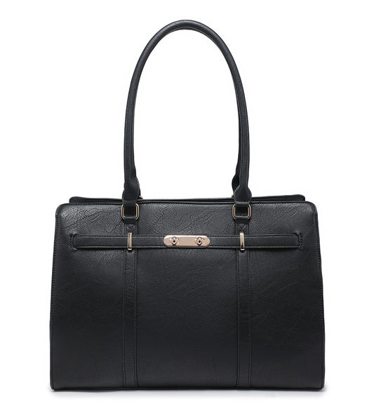 Black Ladies Large Laptop Suitable Tote Bag