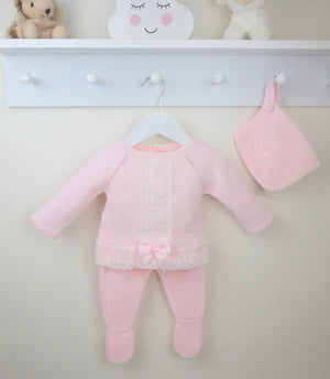Pink Two Piece Knitted Baby Outfit