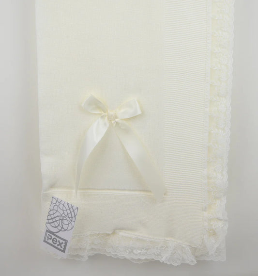 White Lara christening Shawl