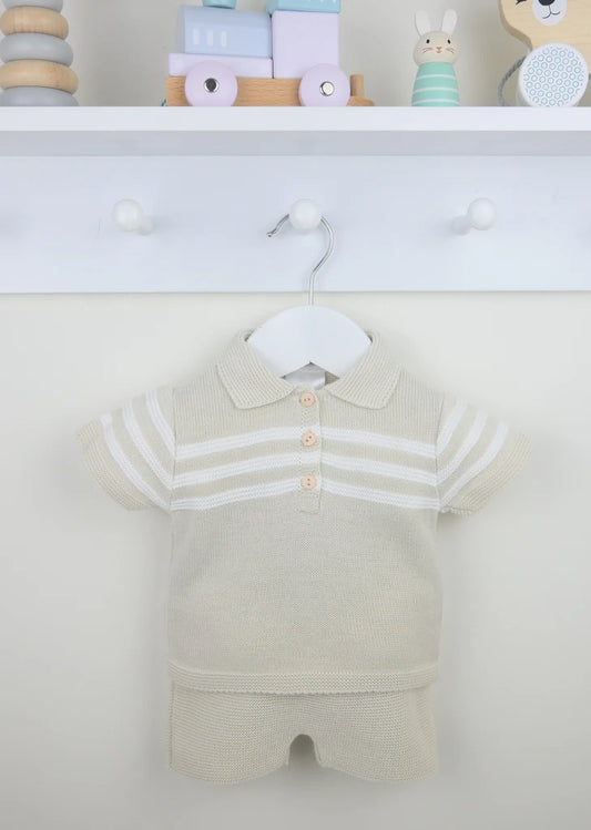 Natural/White Mateo Shorts Suit