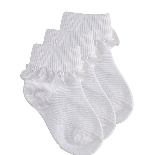 Girls 3pk Frilly Lace ankle Sock White
