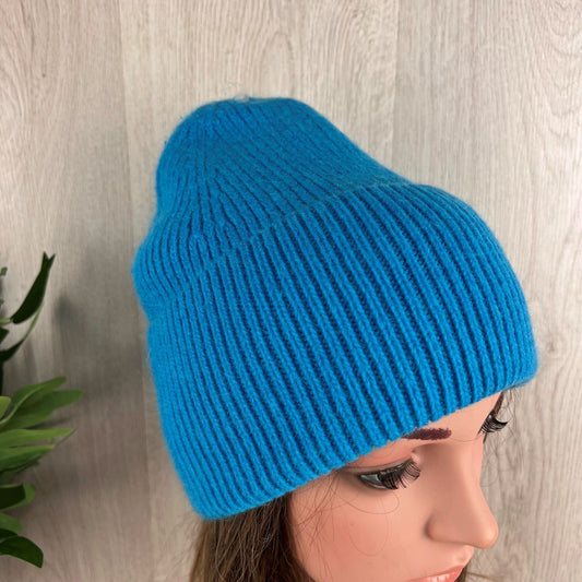 Blue Knitted Ladies Beanie