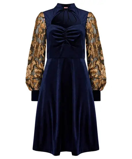 Navy Velvet Dress wf135