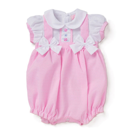 Baby Girls Gingham Romper With Bows