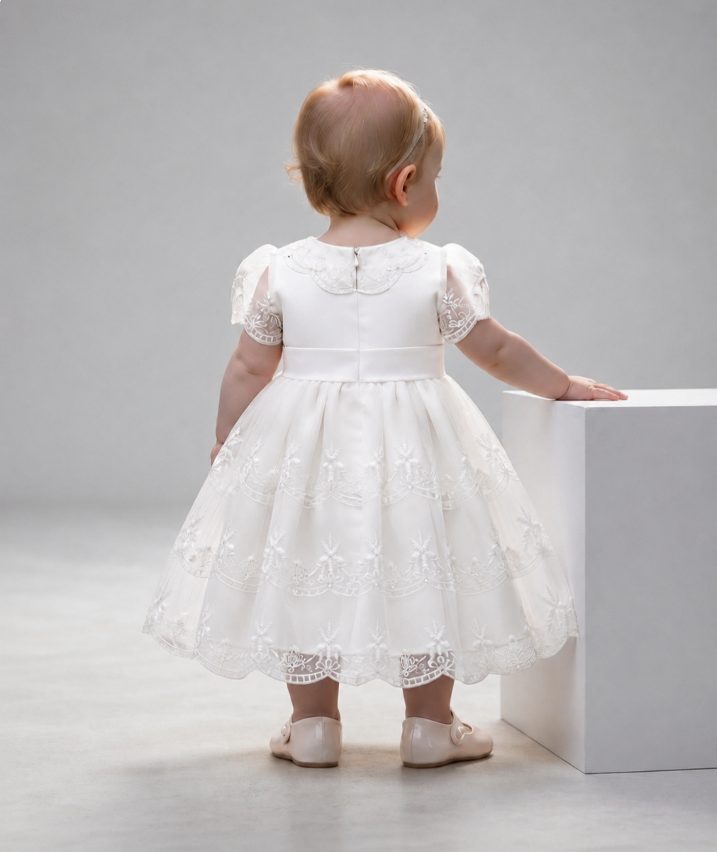 Baby Girl Ivory, Lace Collar Noemi Christening Dress