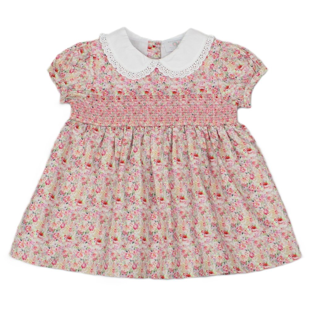 Baby Girls Lined Dress With Embroidery Detail (K34220)