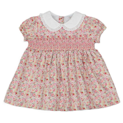 Baby Girls Lined Dress With Embroidery Detail (K34220)