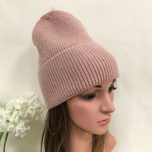 Dusky Pink Knitted Ladies Beanie