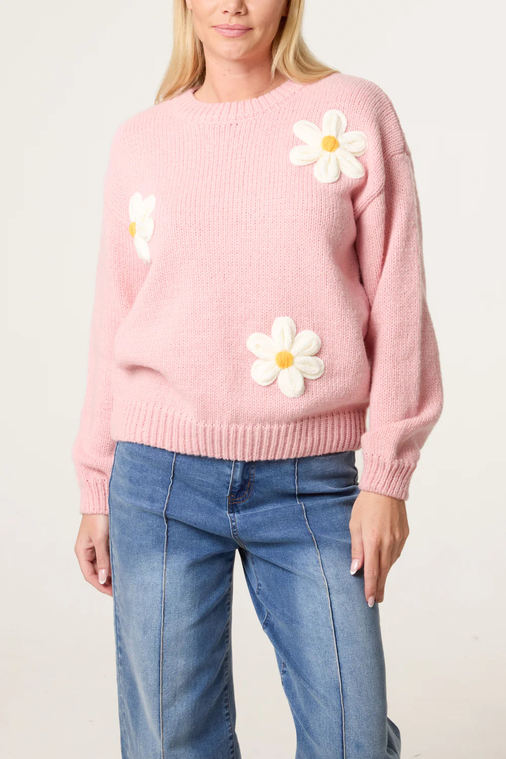 Pink Daisy Knitted Jumper