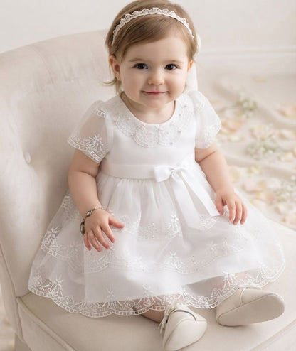 Baby Girl Ivory, Lace Collar Noemi Christening Dress