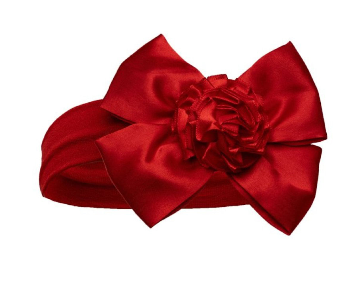 Red Headband with Bow and Flower