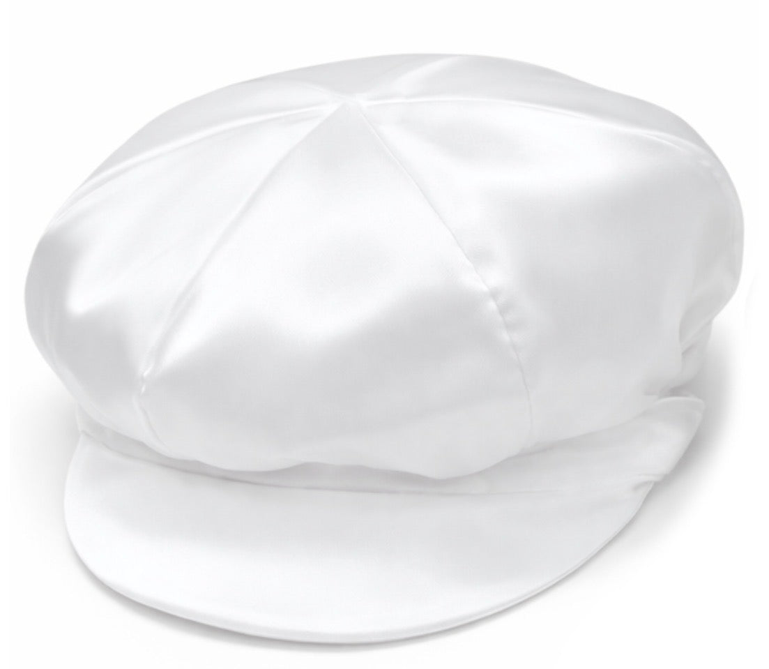Boys White Plain Satin Christening Cap