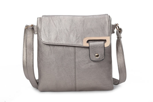 Silver Grey Side Clasp Cross Over Body Bag 9729