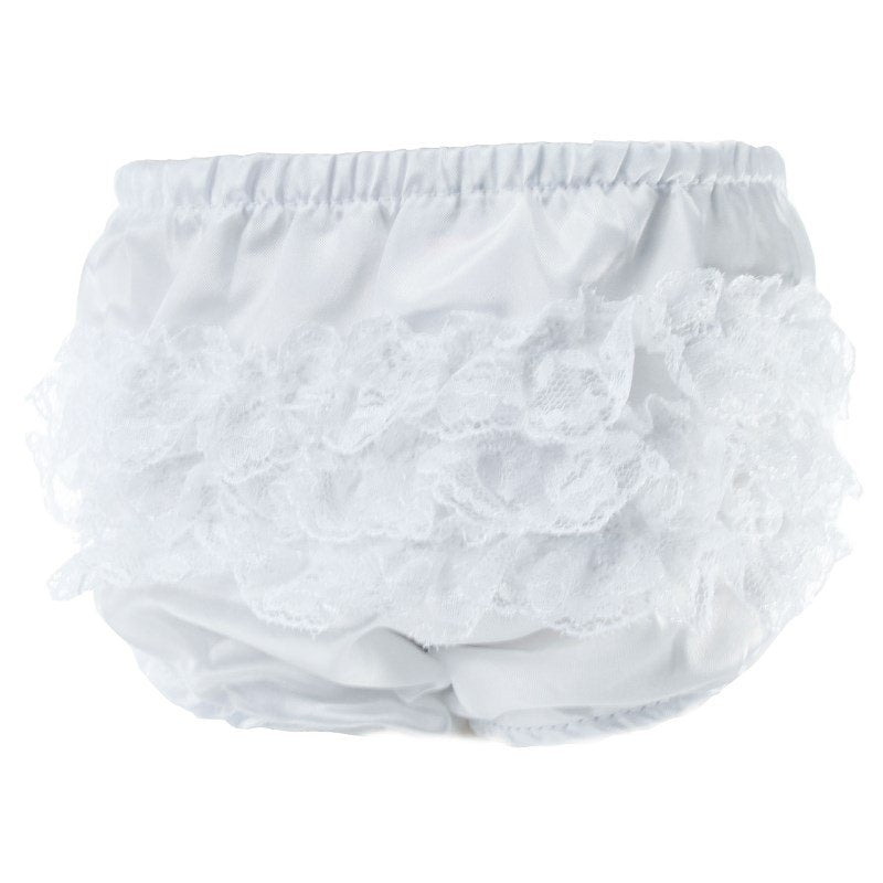 White satin Frilly Pant (0-12mths)